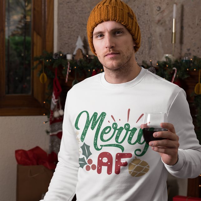 Merry AF Cool Sassy Weihnachtstypografie Zitat Sweatshirt (Von Creator hochgeladen)