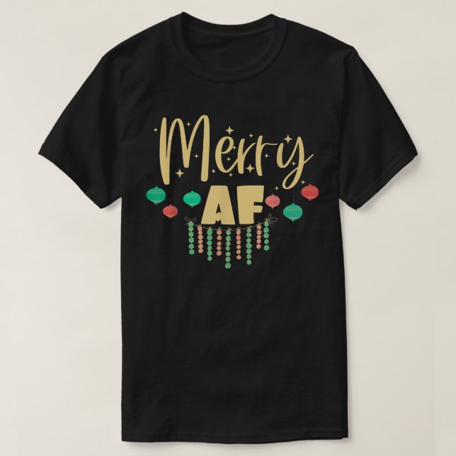 Merry AF Funny Ugly Christmas Sweater T-Shirt (Design vorne)