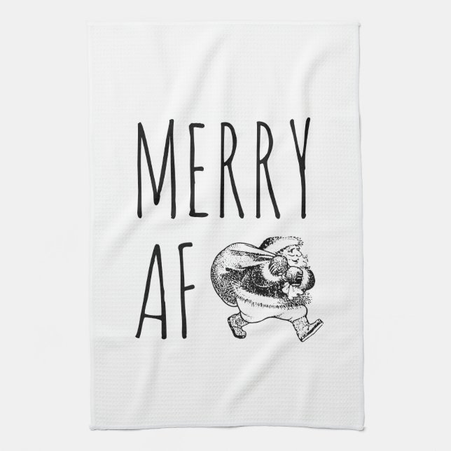 Merry AF Funny Weihnachten Geschirrtuch (Vertikal)