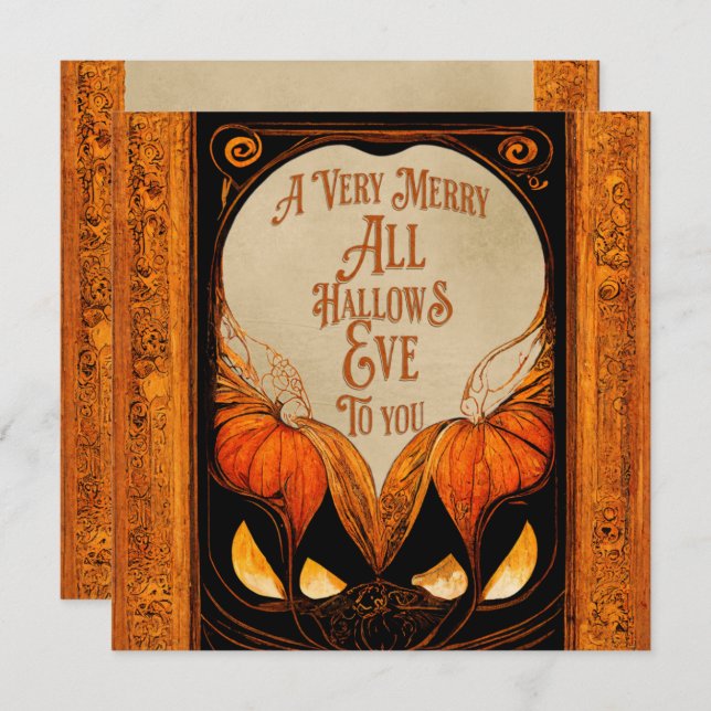 Merry All Hallows Eve | Vintage Halloween-Karte Einladung (Vorne/Hinten)