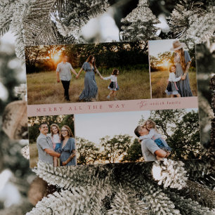 Merry All the way 4-Foto Weihnachtskarte Feiertagskarte