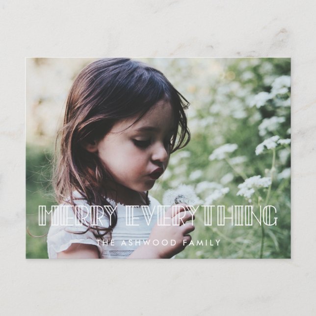 Merry alles Art Deko Drehbuch Urlaub Foto Postkarte (Vorderseite)