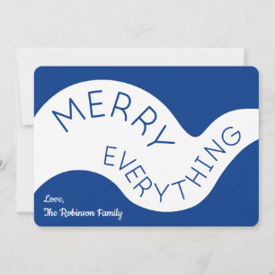 Merry alles Blue Typografy Abstrakt Curves Feiertagskarte