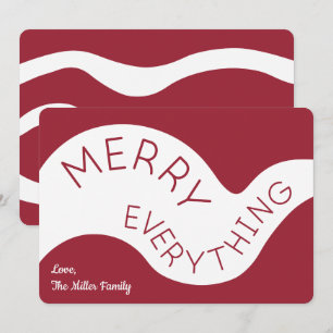 Merry Alles Burgundy weiße Abstrakte Kurven Feiertagskarte