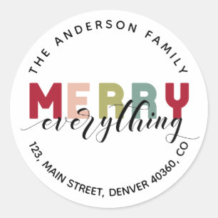 Merry Alles farbige Rücksendetikett Runder Aufkleber