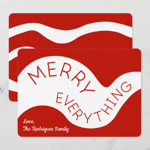 Merry alles Red Typografy Abstrakt Curves Feiertagskarte