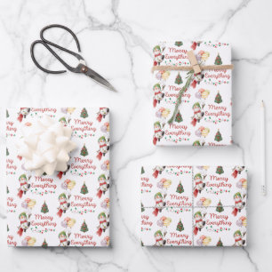 Merry alles Snowman Wrapping Paper Sheets Geschenkpapier Set