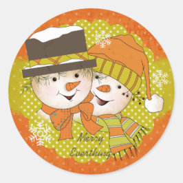 Merry alles Snowmen Round Sticker