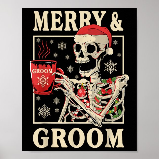 Merry &amp; Groom Bride Skeleton Christmas Bachelo Poster (Vorne)