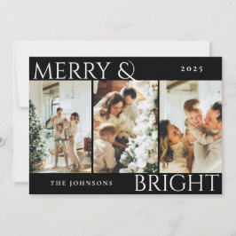 Merry and Bright 3 Foto Collage Urlaubskarte Feiertagskarte