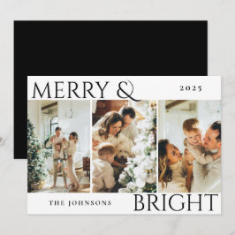 Merry and Bright 3 Foto Collage Urlaubskarte Feiertagskarte