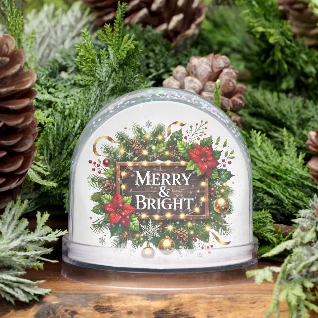 Merry and Bright add message Foto year name Schneekugeln (Winter)
