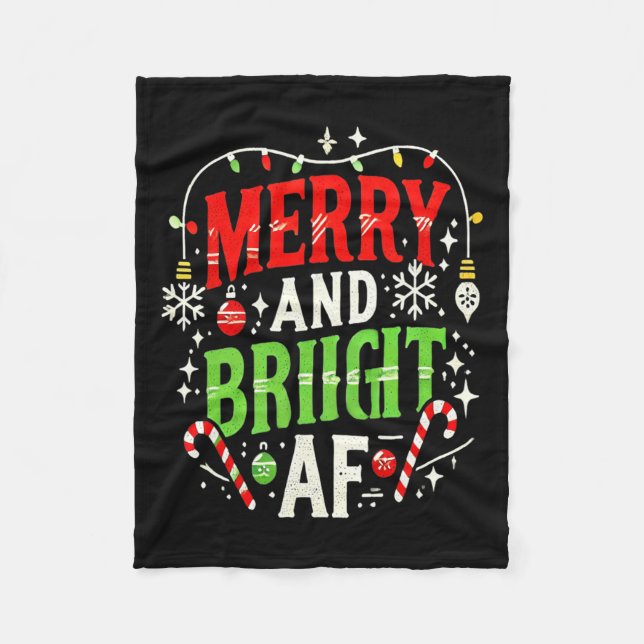 Merry and Bright Af - Funny Christmas Holiday Desi Fleecedecke (Vorderseite)