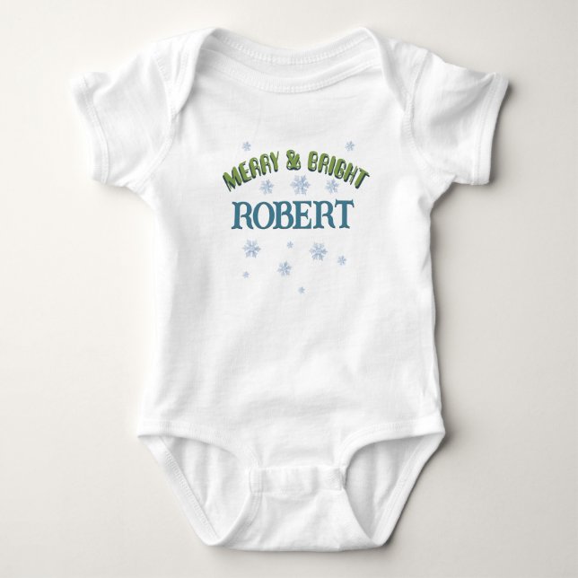 Merry and Bright Baby Name Custom Boy Weihnachten Baby Strampler (Vorderseite)