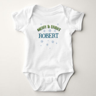 Merry and Bright Baby Name Custom Boy Weihnachten Strampler