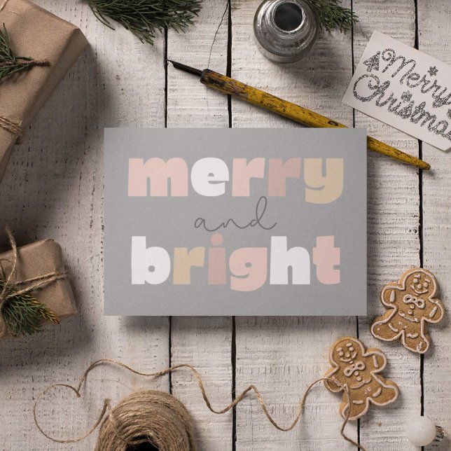 Merry and Bright Boho Weihnachts Postcard Postkarte (Von Creator hochgeladen)