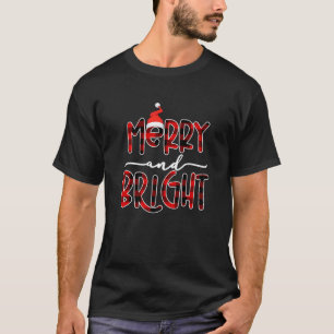 Merry and Bright Buffalo Kariert Red Weihnachtsman T-Shirt