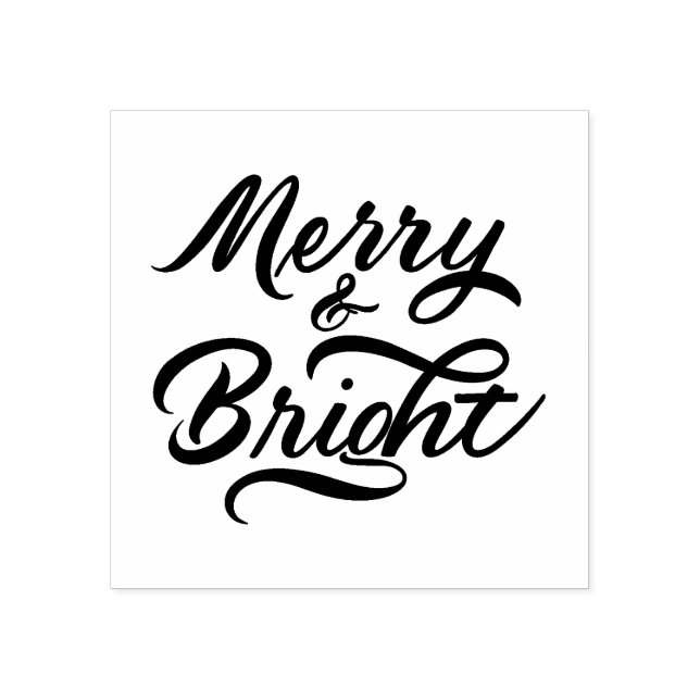 Merry and Bright Calligraphy Gummistempel (Prägung)