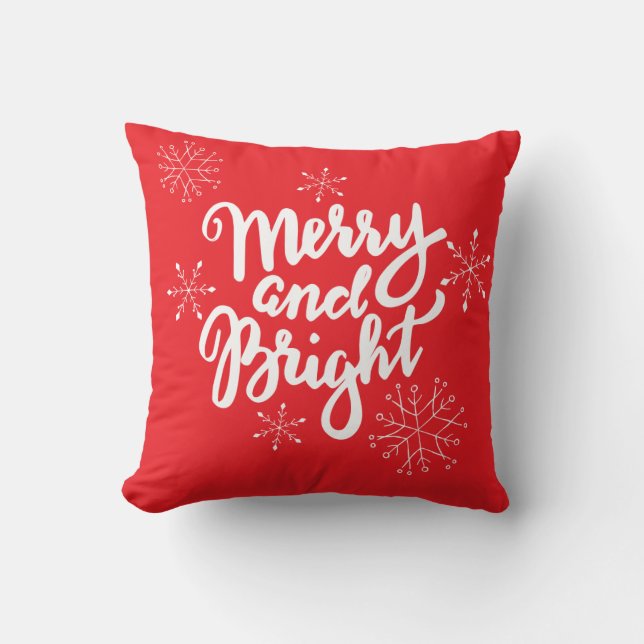 Merry and Bright Calligraphy Holiday Kissen (Vorderseite)