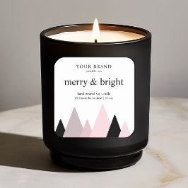 "Merry and Bright Candle Label | Feiertag Quadratischer Aufkleber