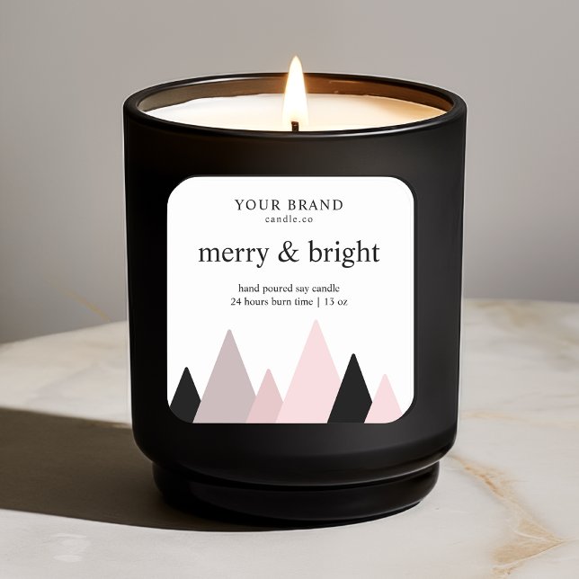 "Merry and Bright Candle Label | Feiertag Quadratischer Aufkleber (Von Creator hochgeladen)