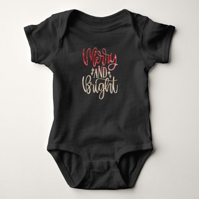 Merry and Bright Christmas Baby Strampler (Vorderseite)