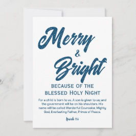 Merry and Bright Christmas Blue Script Feiertagskarte