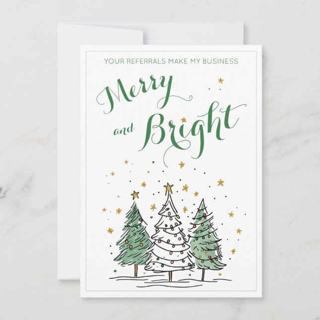 Merry and Bright Christmas Business Referral Mitteilungskarte (Vorderseite)