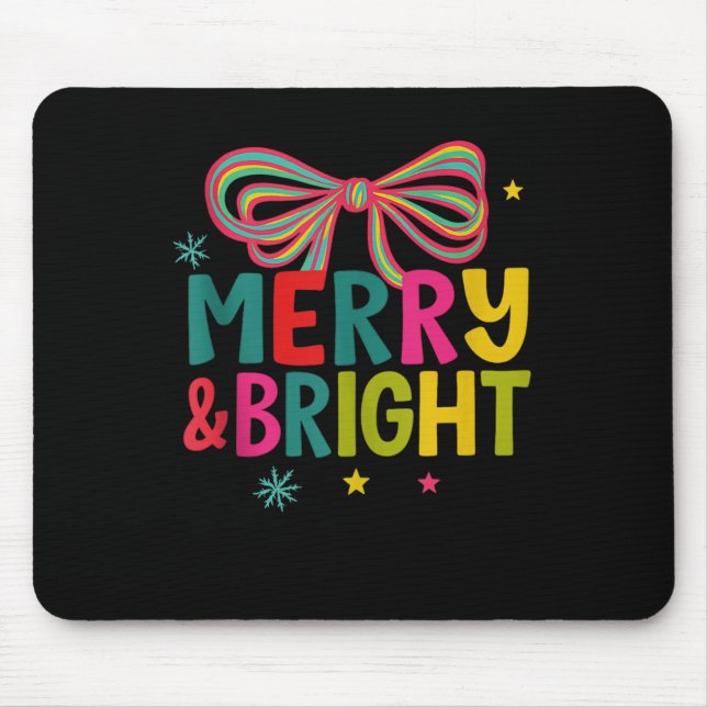 Merry And Bright Christmas Crew 2025 Funny Family  Mousepad (Vorne)