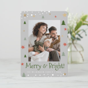 Merry and Bright Christmas Custom Foto Feiertagskarte