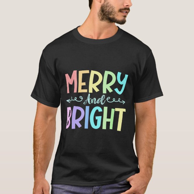 Merry And Bright Christmas Family Pajamas Matching T-Shirt (Vorderseite)