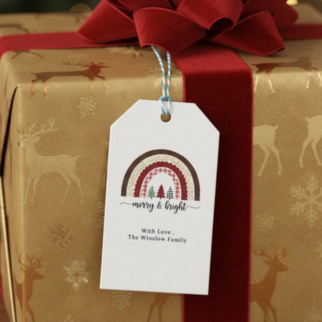 Merry and Bright Christmas  – Festive Holiday Geschenkanhänger (Von Creator hochgeladen)