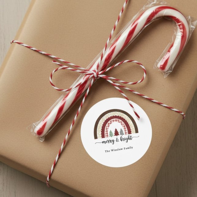 Merry and Bright Christmas – Festive Holiday Runder Aufkleber (Von Creator hochgeladen)