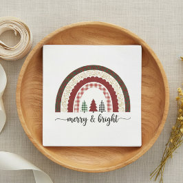Merry and Bright Christmas Festive Holiday Serviette
