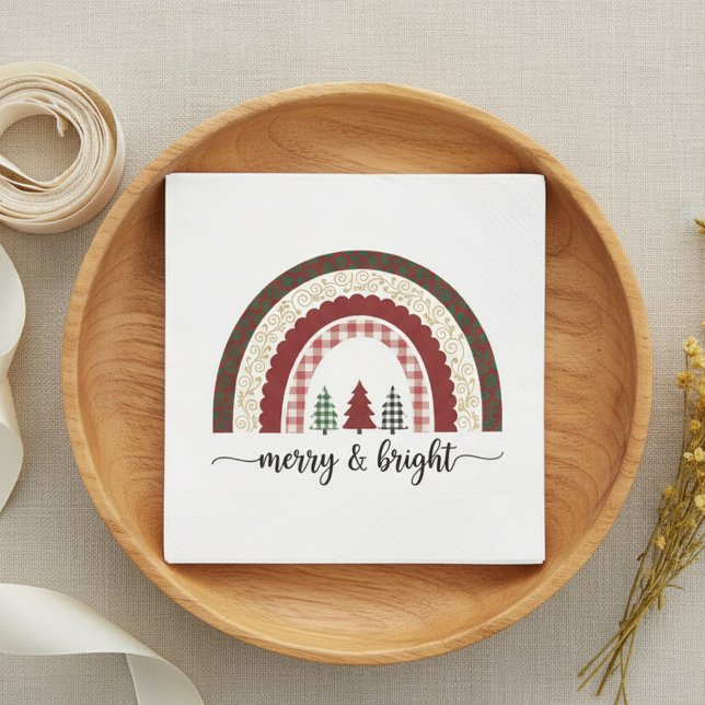 Merry and Bright Christmas  Festive Holiday Serviette (Von Creator hochgeladen)