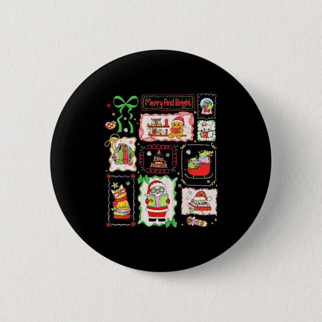 Merry And Bright Christmas Gingerbread Santa Book  Button (Vorderseite)