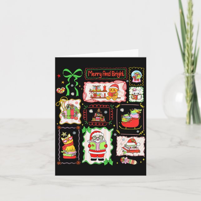 Merry And Bright Christmas Gingerbread Santa Book  Karte (Vorderseite)