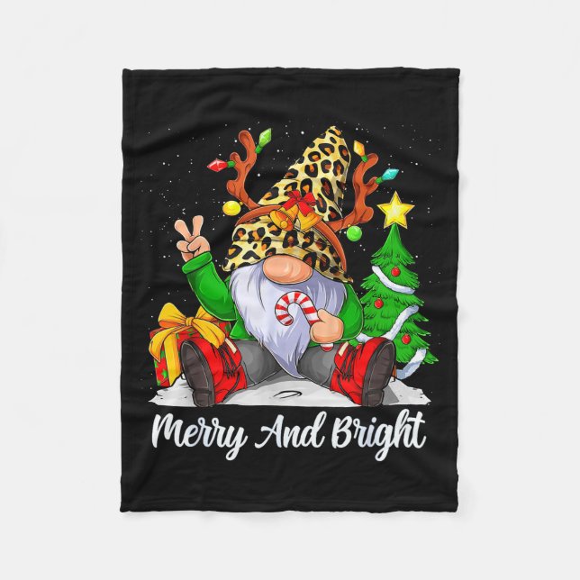 Merry And Bright Christmas Gnome Family Pajamas Ma Fleecedecke (Vorderseite)