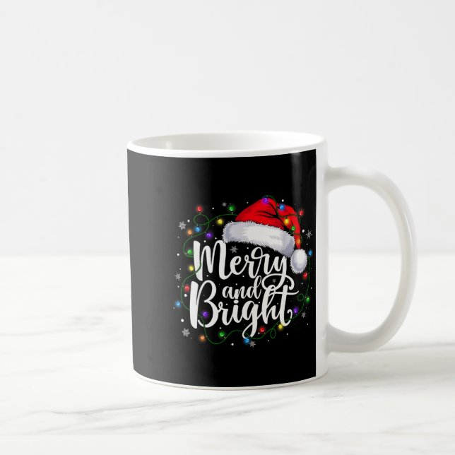 Merry And Bright Christmas Lights Santa Hat Xmas H Kaffeetasse (Rechts)