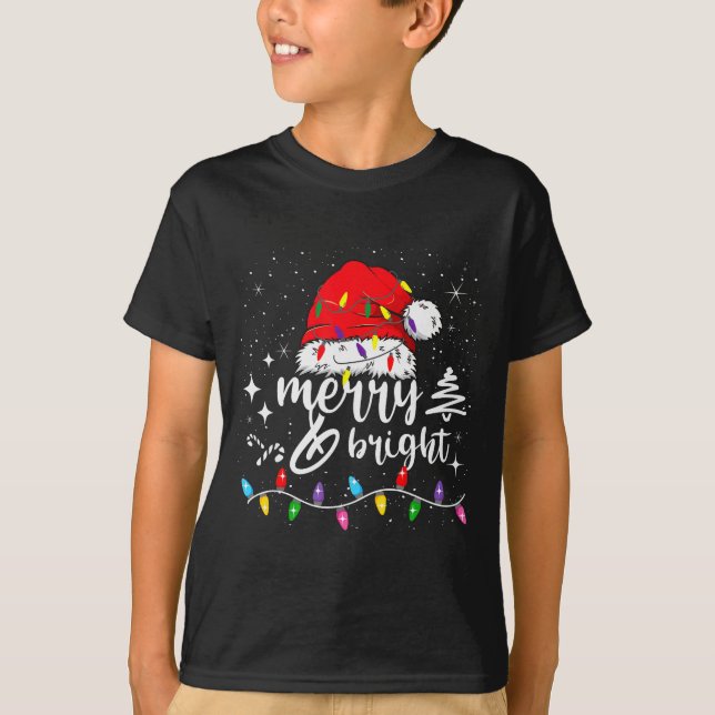 Merry And Bright Christmas Lights Xmas For Men Wom T-Shirt (Vorderseite)