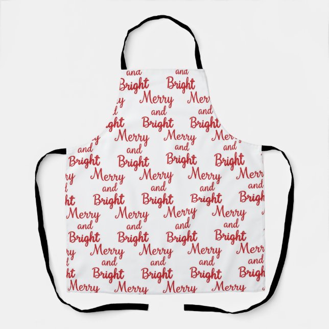 merry and bright christmas pattern apron schürze (Vorderseite)