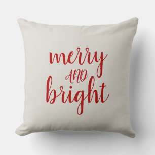 Merry and Bright Christmas Red Script Kissen
