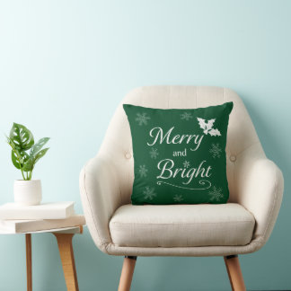 'Merry and Bright' Christmas Throw Pillow Kissen