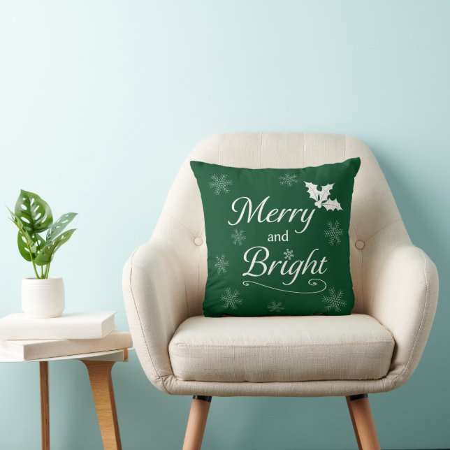'Merry and Bright' Christmas Throw Pillow Kissen (Stuhl )