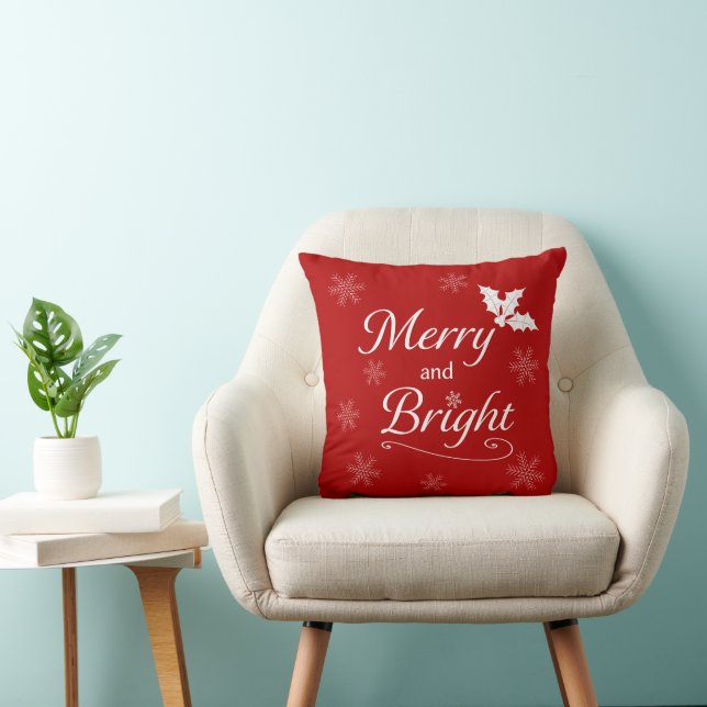 'Merry and Bright' Christmas Throw Pillow Kissen (Stuhl )