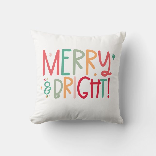 Merry and Bright Christmas Throw Pillow Kissen (Vorderseite)