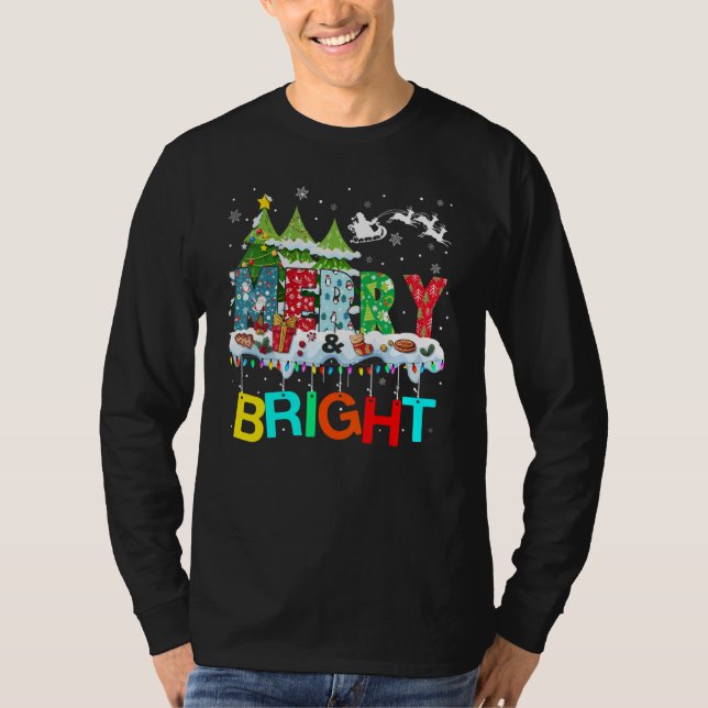 Merry and Bright Christmas Tree Christmas Lights M T-Shirt (Vorderseite)