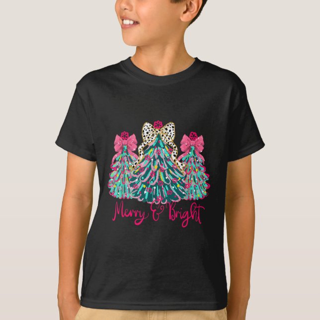 Merry And Bright Christmas Tree Coquette  T-Shirt (Vorderseite)