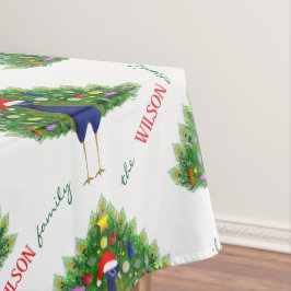 Merry and Bright Christmas Tree Peacock Pattern Tischdecke