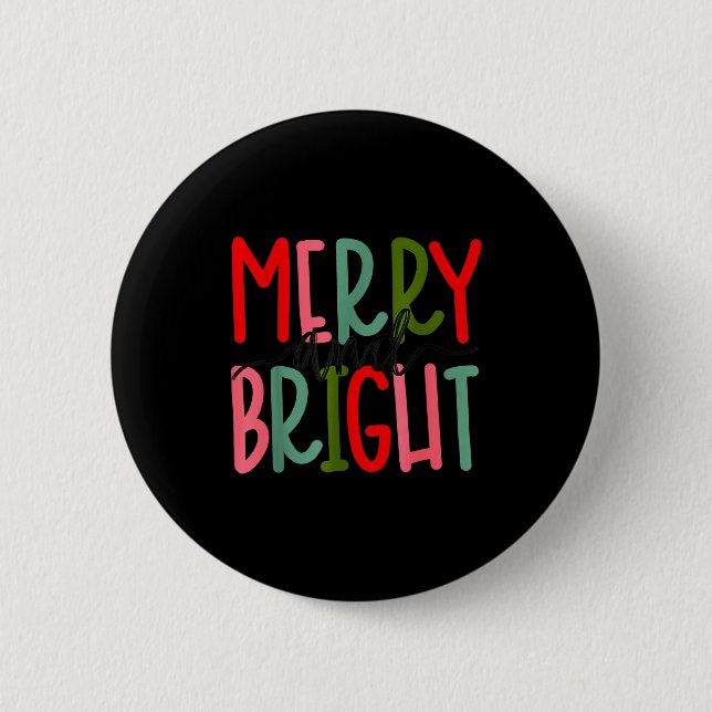 Merry And Bright Christmas Women Girls Kids Toddle Button (Vorderseite)